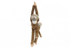 PELUCHE SINGE AVEC BÉBÉ A VELCRO BRUN/BEIGE - WILD REPUBLIC